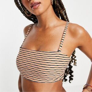 RVCA Cosmic Way Striped Rib Bandeau Bikini Top Multicolor Size S/8